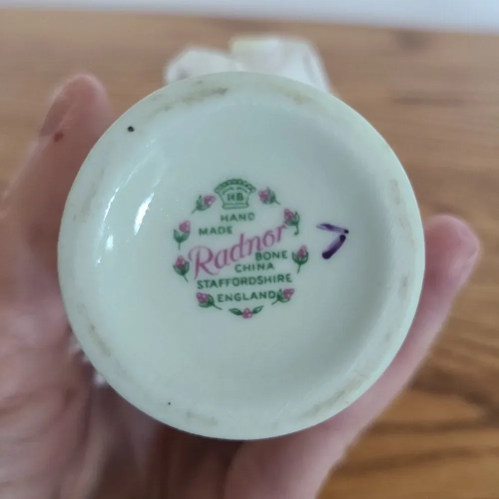 Vintage Radnor Bone China Mini Floral Bouquet Basket Vase Capodimonte Porcelain